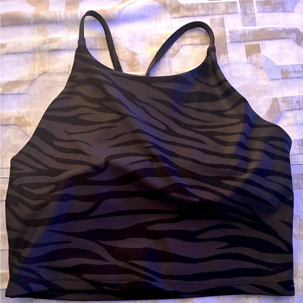 Like New Old Navy Sports Black Zebra Print Women's Sports Bra. Size Lg